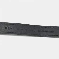 Pre Owned Gucci Black Leather Blondie Slim Belt 75 CM