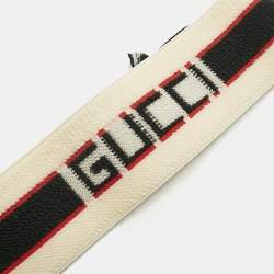 Pre Owned Gucci Beige Logo Stripe Sports Headband & Wristbands Set S