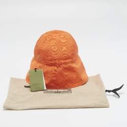 Pre Owned Gucci Orange Viscose Chain Detail Bucket Hat M