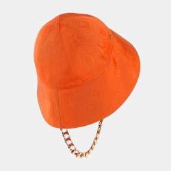 Pre Owned Gucci Orange Viscose Chain Detail Bucket Hat M