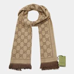 مملوكة مسبقًا وشاح غوتشي صوف بني جي جي جاكار