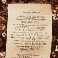 Pre Owned Gucci Brown Eveline Sequined Gloves S/7