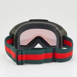 Pre Owned Gucci Green/Iridescent GG Web Ski Goggles