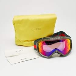 Pre Owned Gucci Green/Iridescent GG Web Ski Goggles