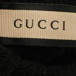 Pre Owned قفازات غوتشي بدون أصابع رمادي/أسود GG كشمير مقاس متوسط - ميديم