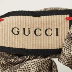 Pre Owned رباط شعر غوتشي من الحرير بنقشة GG باللون البيج/إيبوني مجموعة من 2