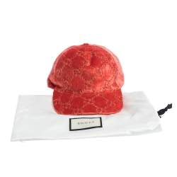 Pre Owned Gucci Red GG Velvet Baseball Cap M