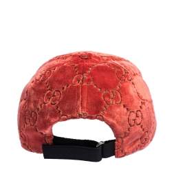 Pre Owned Gucci Red GG Velvet Baseball Cap M