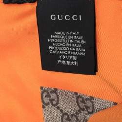 Pre Owned وشاح غوتشي حرير طباعة زهور جي جي برتقالي