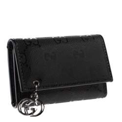 مملوكة مسبقًا حافظة مفتاح غوتشي كانفاس إمبرايم جي جي سوداء