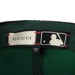 Pre Owned Gucci x Mlb Navy Velvet 'LA Angels' Motif Baseball Cap