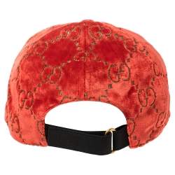 Pre Owned Gucci Red GG Velvet Baseball Cap M