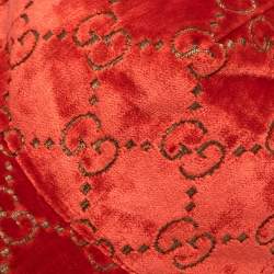 Pre Owned Gucci Red GG Velvet Baseball Cap M