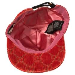Pre Owned Gucci Red GG Velvet Baseball Cap M
