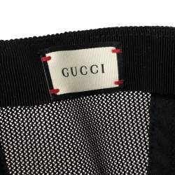 Pre Owned Gucci Pink/Black Leather and Nylon Logo Baseball Cap S