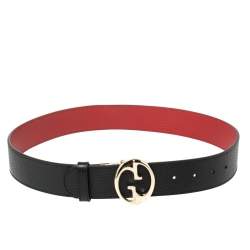 Gucci  Black/Red Leather Reversible Leather Belt 85CM