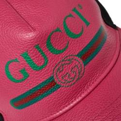 مملوكة مسبقًا Gucci Pink Leather Logo Baseball Cap M