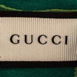 Pre Owned Gucci Green Blooms Print Silk Headband