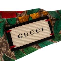 Pre Owned Gucci Brown Tian Print Silk Headband