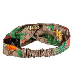 Pre Owned Gucci Brown Tian Print Silk Headband