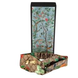 Pre Owned Gucci Brown Tian Print Silk Headband