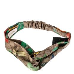Pre Owned Gucci Brown Tian Print Silk Headband