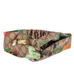 Pre Owned Gucci Brown Tian Print Silk Headband