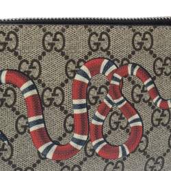 Pre Owned Gucci Beige GG Supreme Canvas Kingsnake Print iPhone Pouch