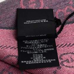 Pre Owned وشاح غوتشي صوف جاكارد جي جي رصاصي و وردي 