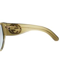 مملوكة مسبقًا نظارة شمسية غوتشي جي جي0151أس كبيرة الحجم مزينة شعار الماركة جي جي متداخل صفراء