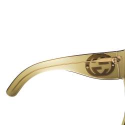 مملوكة مسبقًا نظارة شمسية غوتشي جي جي0151أس كبيرة الحجم مزينة شعار الماركة جي جي متداخل صفراء