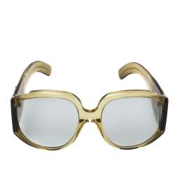 مملوكة مسبقًا نظارة شمسية غوتشي جي جي0151أس كبيرة الحجم مزينة شعار الماركة جي جي متداخل صفراء