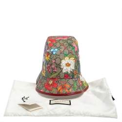 Pre Owned GG Beige Cotton Blend Flora Print Bucket Hat XL