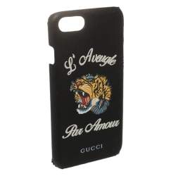 Pre Owned Gucci Black Coated Canvas L'Aveugle Par Amour iPhone 6 Case
