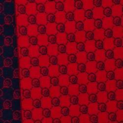 مملوكة مسبقًا وشاح غوتشي صوف مونوغرامي هاملت جي جي أزرق كحلي وأحمر ذو وجهين