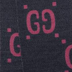 مملوكة مسبقًا وشاح غوتشي ذو وجهين جاكار شعار وردي ورمادي