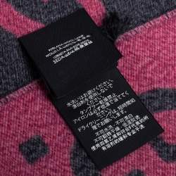 مملوكة مسبقًا وشاح غوتشي ذو وجهين جاكار شعار وردي ورمادي