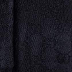 مملوكة مسبقًا وشاح غوتشي تريكو جاكار جيجي أسود بشراشيب