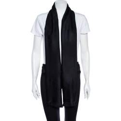 مملوكة مسبقًا وشاح غوتشي تريكو جاكار جيجي أسود بشراشيب