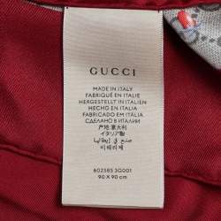 Pre Owned وشاح غوتشي حرير بطبعةزهور أحمر