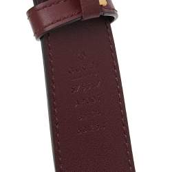 Pre Owned Gucci Maroon Leather Framed Double G Buckle Belt 85CM