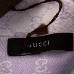 مملوكة مسبقًا Gucci Lilac GG Monogram Wool Fringed Scarf