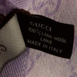 مملوكة مسبقًا Gucci Lilac GG Monogram Wool Fringed Scarf