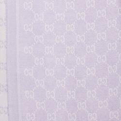 مملوكة مسبقًا Gucci Lilac GG Monogram Wool Fringed Scarf