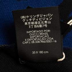 مملوكة مسبقًا وشاح غوتشي صوف والف جاكار أزرق وأسود