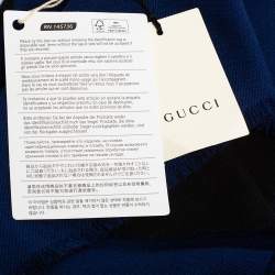 مملوكة مسبقًا وشاح غوتشي صوف والف جاكار أزرق وأسود