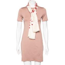 Pre Owned Gucci Cream GG Logo Printed Modal Fringed Square Scarf