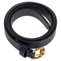 Pre Owned حزام غوتشي هورسبيت جلد أسود بإبزيم 90 سم