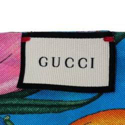 مملوكة مسبقًا Gucci Blue Flora Snake Print Silk Scarf