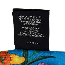 مملوكة مسبقًا Gucci Blue Flora Snake Print Silk Scarf